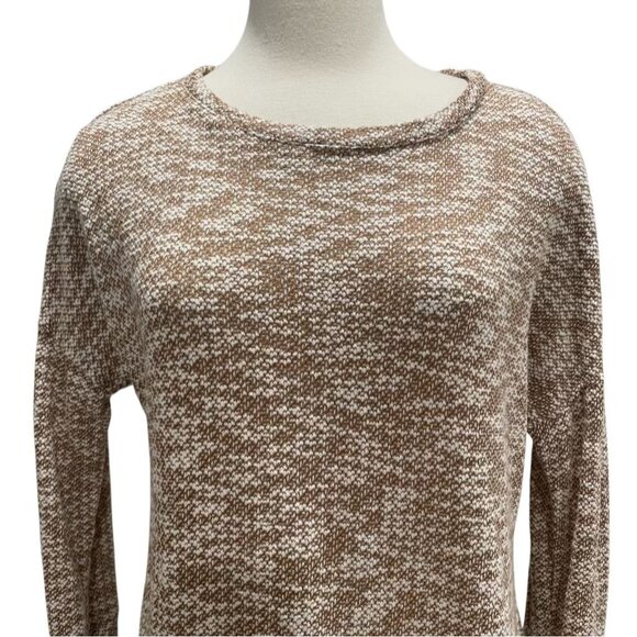 Brown Knit Tunic Top - Sheer Lace Hemline Boho Chic Cottagecore Retro Feminine - Picture 6 of 7